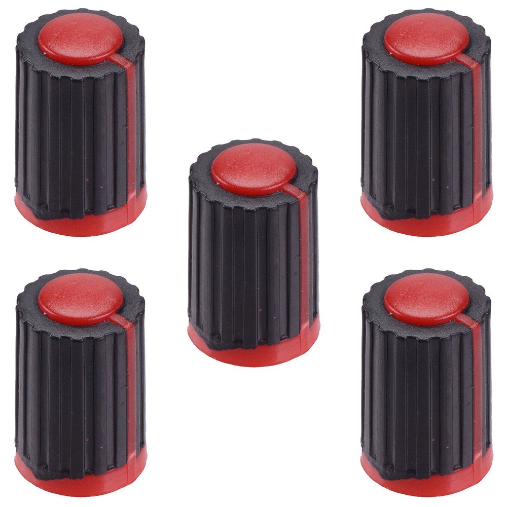 5 x Red Push Fit 6mm Pointer Control Knob