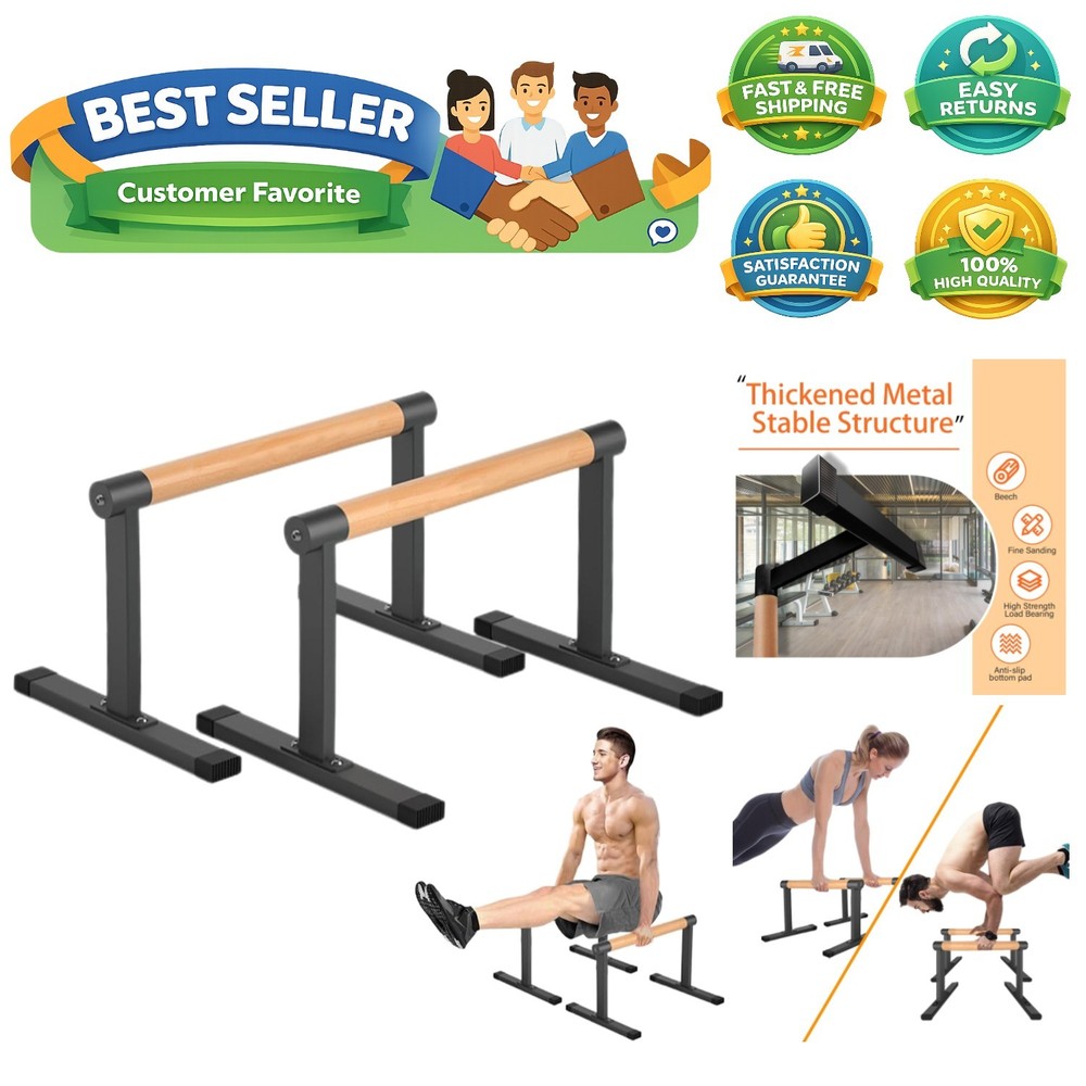 Wooden Parallel Bars & Dip Bar - 500lbs Capacity for Versatile Workouts