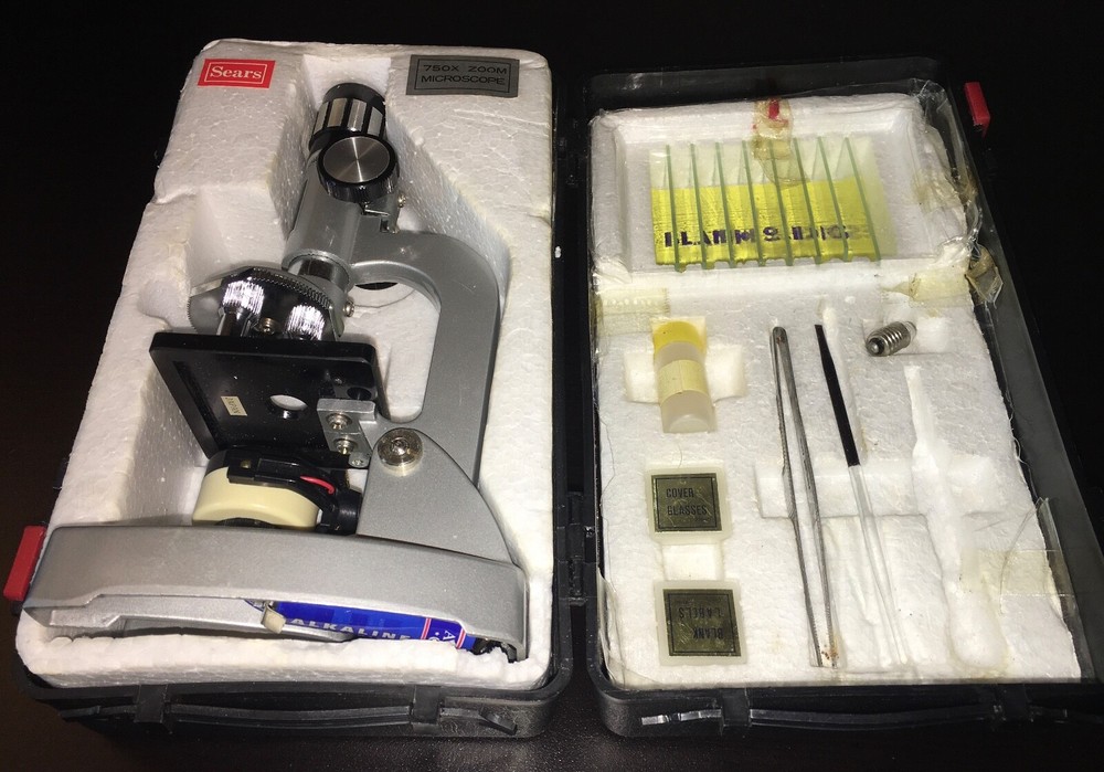 Sears Microscope Set vintage used 750x zoom