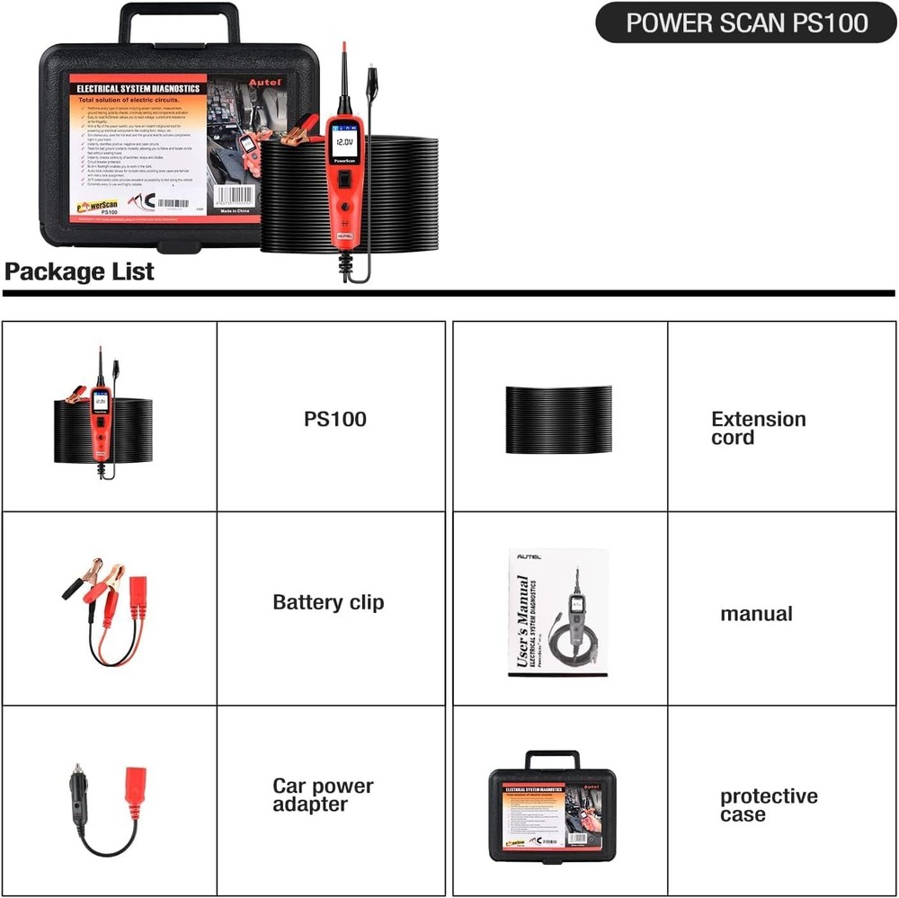 2024 Autel Powerscan PS100 Probe 12V/24V Auto Electrical Circuit System Tester