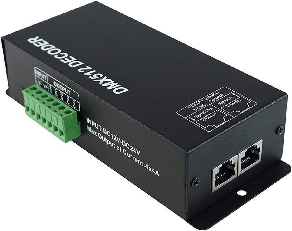 AMKI DMX 512 LED Decoder Controller for RGB Tape Strip Light Dimmer Driver (4...