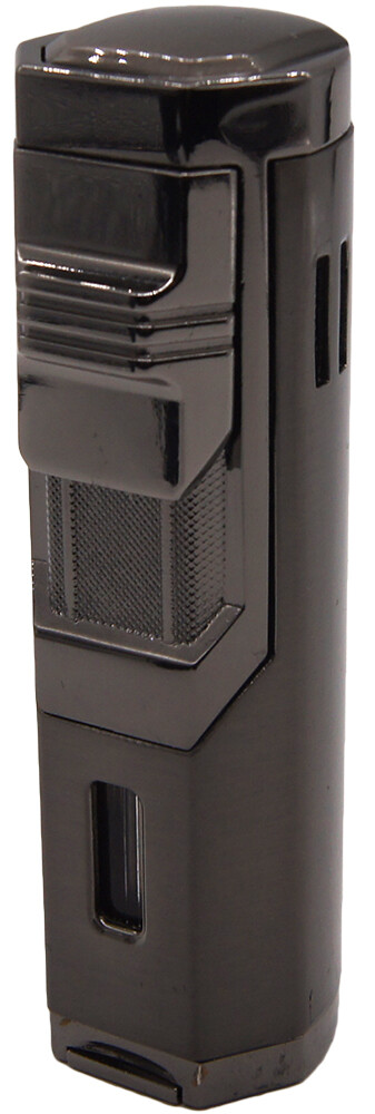 Triple Jet Torch Table Lighter Flue Butane Adjustable Flame Refillable w/ Punch
