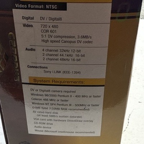 2000 Canopus EZDV - VideoHelp Capture Card