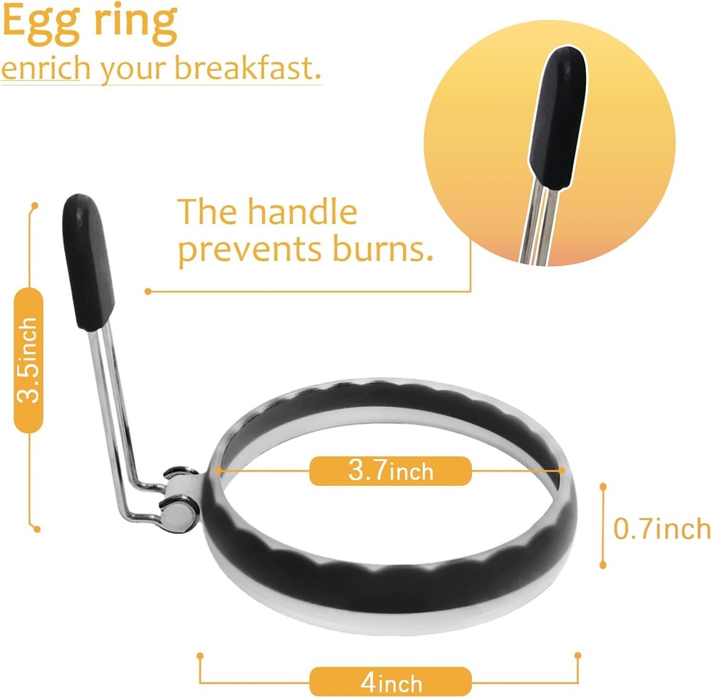 2 Pack Silicone Egg Rings, Leak-proof Liquid Egg Fryer Ring, Nonstick