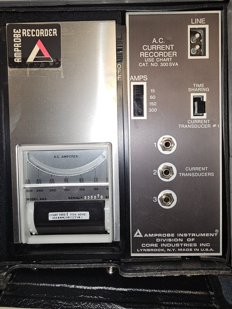 Amprobe AA3 AC Current Recorder Chart Recorder w/ Leather Case