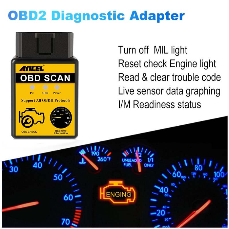 Bluetooth Automotive Scanner OBD2 Code Reader Engine Fault Car Diagnostic Tool