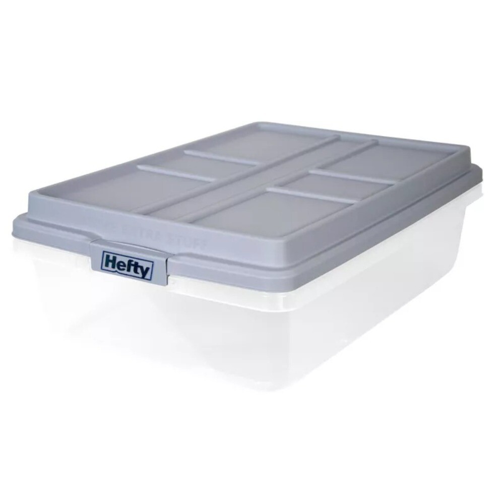 40qt Plastic Storage Bin with Gray HI-RISE Stackable Lid:Utility Totes