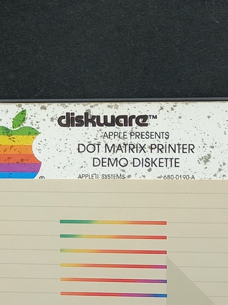 Apple Diskware Dot Matrix Printer Demo Diskette Apple II 5.25" Floppy