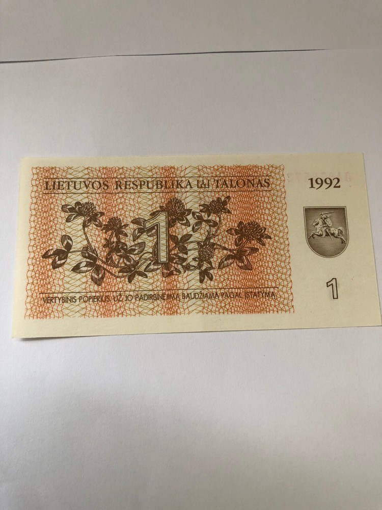 1992 LITHUANIA ONE TAONAS BANK NOTE UNCIRCULATED