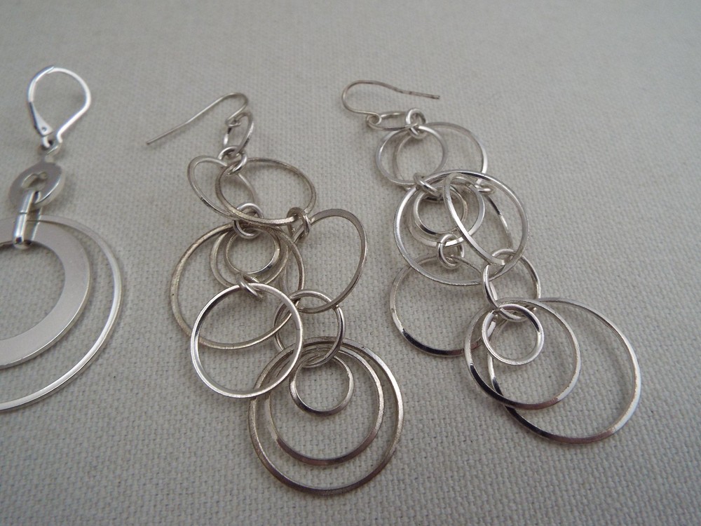 3 pr Silvertone Pierced Earrings (B30)