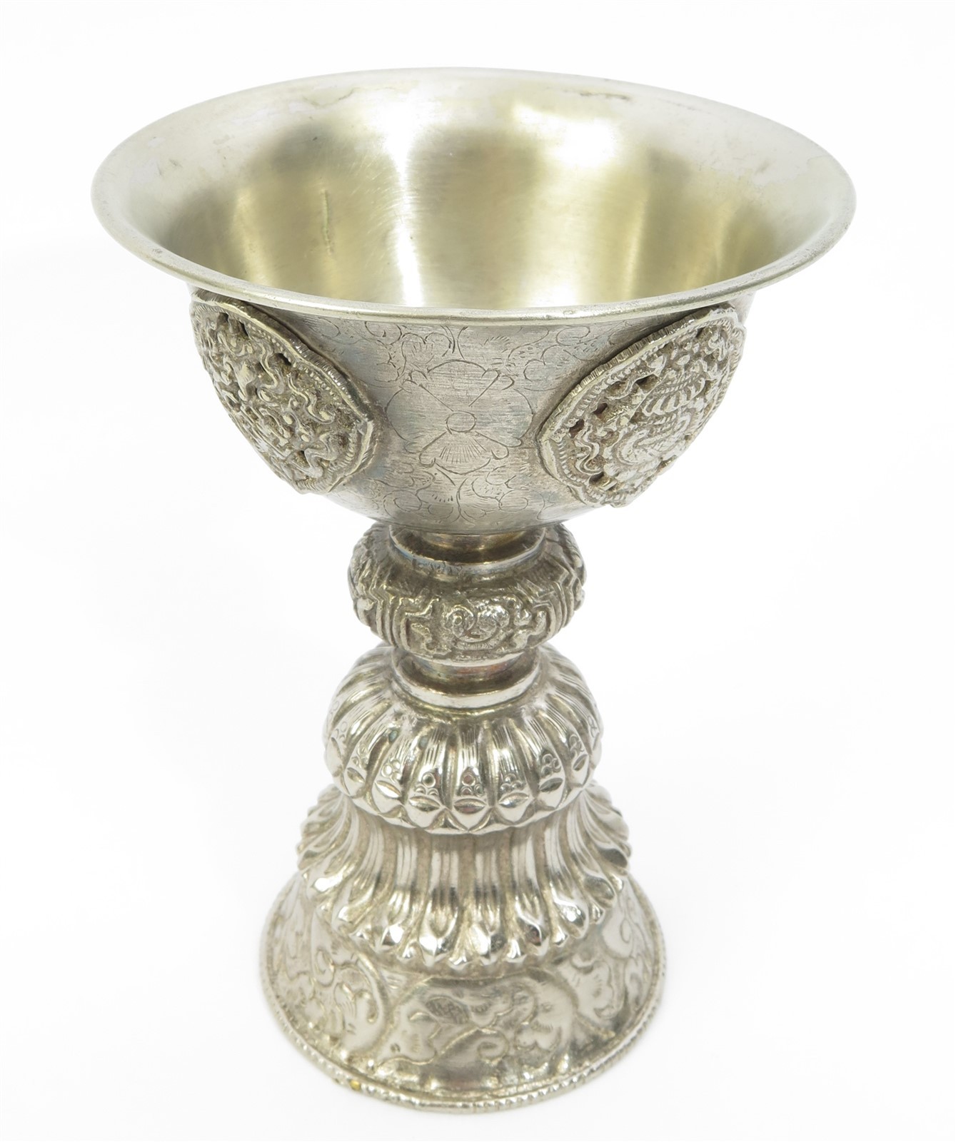 Estate Tibetan Buddhist Yak Butter Lamp 5.75" tall, 4.25" Diameter