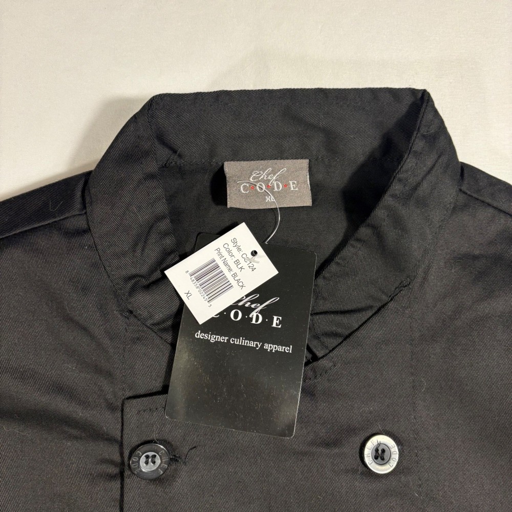 Chef Code Chef Coat Culinary Jacket Short Sleeve Black Workwear XL