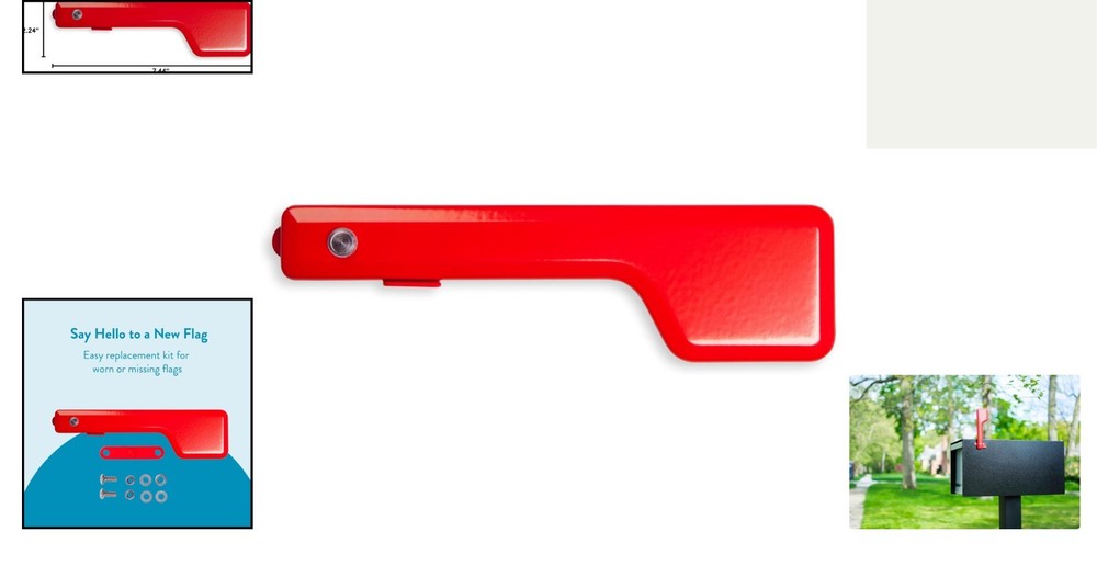 Elegant Red Mailbox Flag Replacement Kit with Easy Install & Mounting Hardware