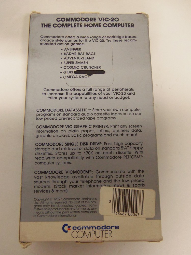 Commodore Computer VIC-20 Cassette 6 Pack Programs in Original Box