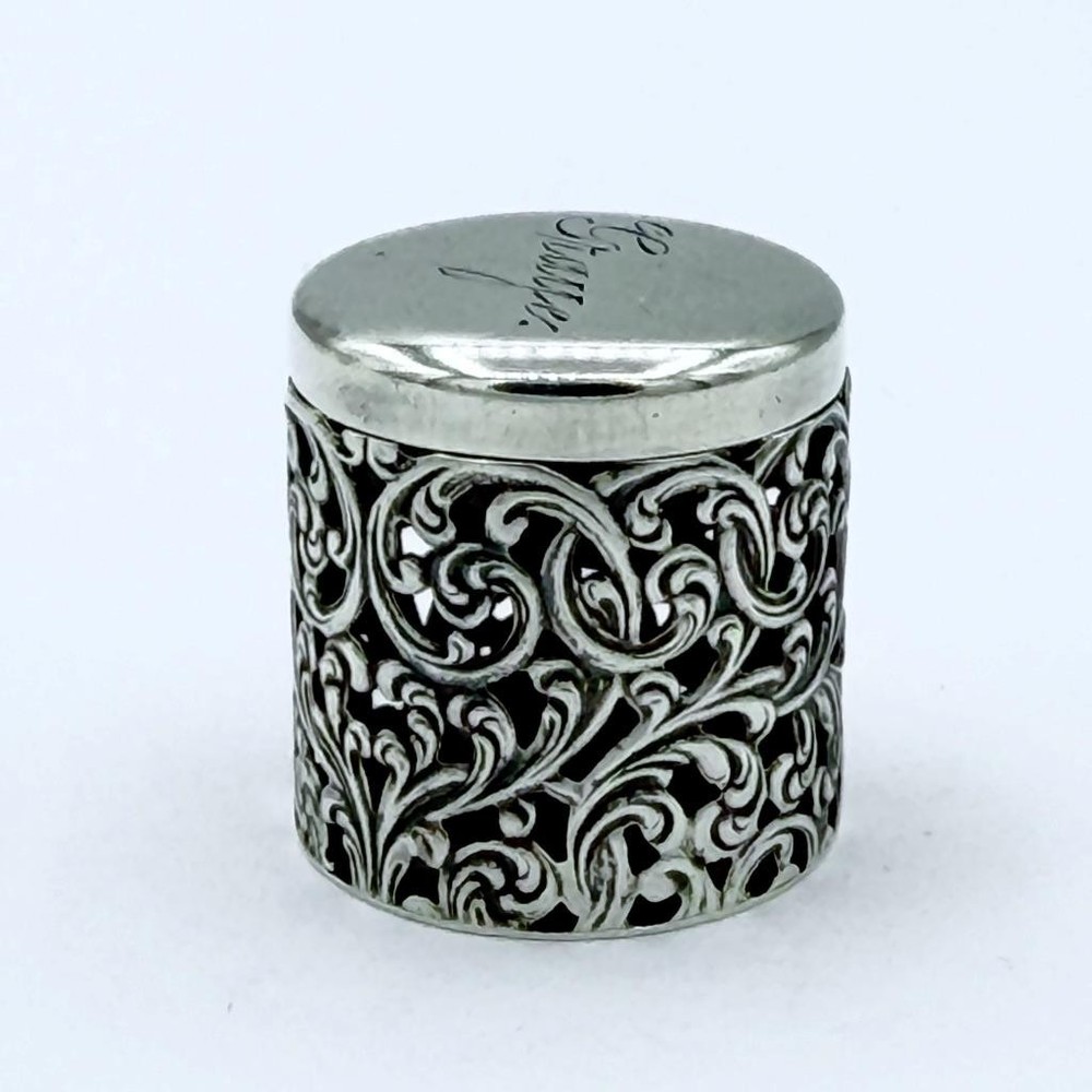 Antique Unger Bros Sterling Chatelaine Thimble Holder/Case Monogrammed #1104