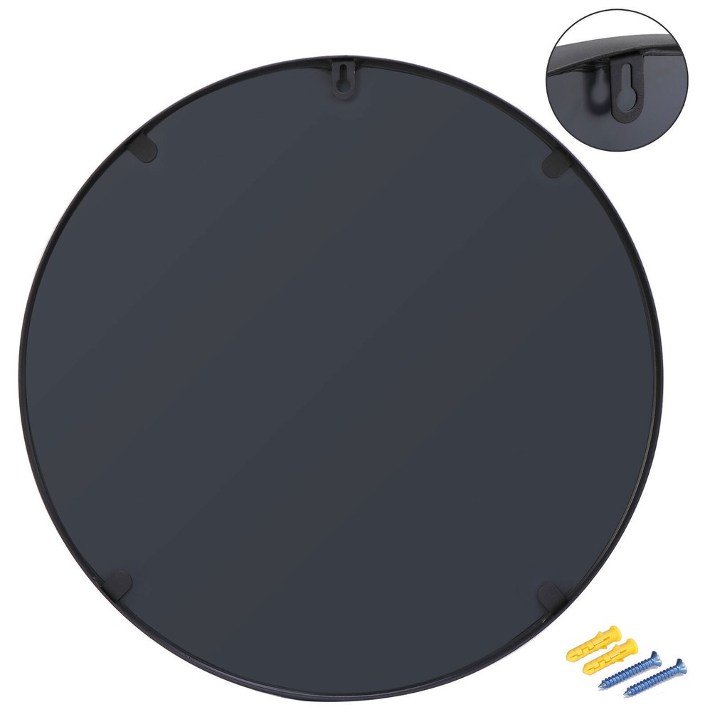 Round/Rectangular Wall Mirror Black Metal Frame For Home and Bathroom Wall Decor