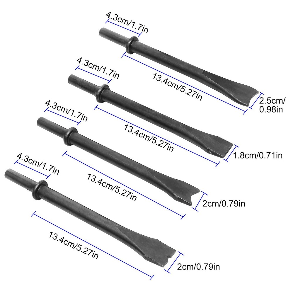 8 Piece Air Chisel Set Pneumatic Hammer Punch Chipping Bits Tool Kit