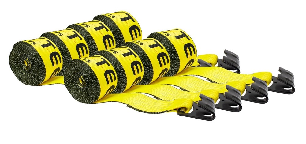 (8 Pack) 4 in. x 50 ft. Winch Strap with Flat Hook