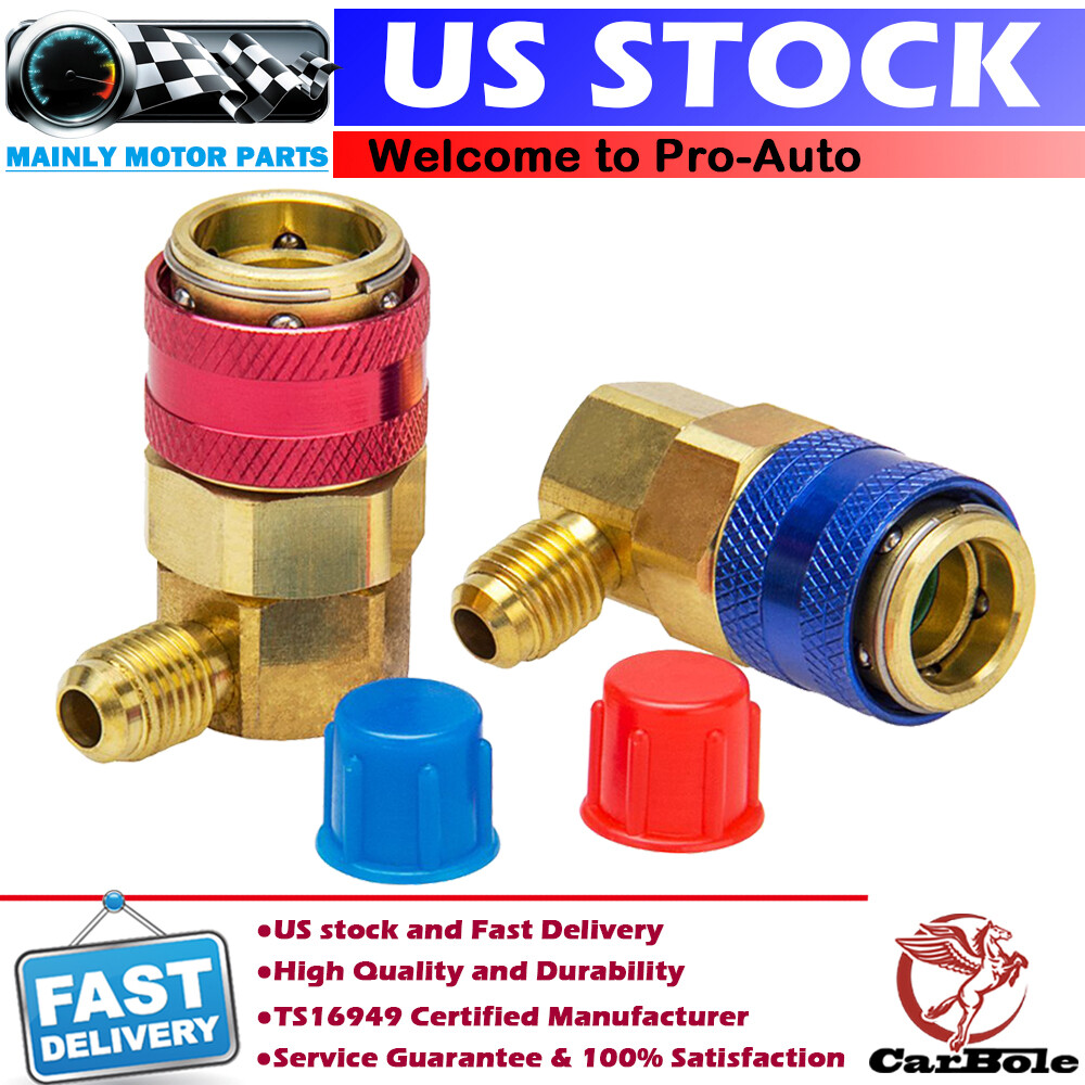 2PCS AC A/C Freon Manifold Gauge Conversion Kit High Low Quick Connector Adapter
