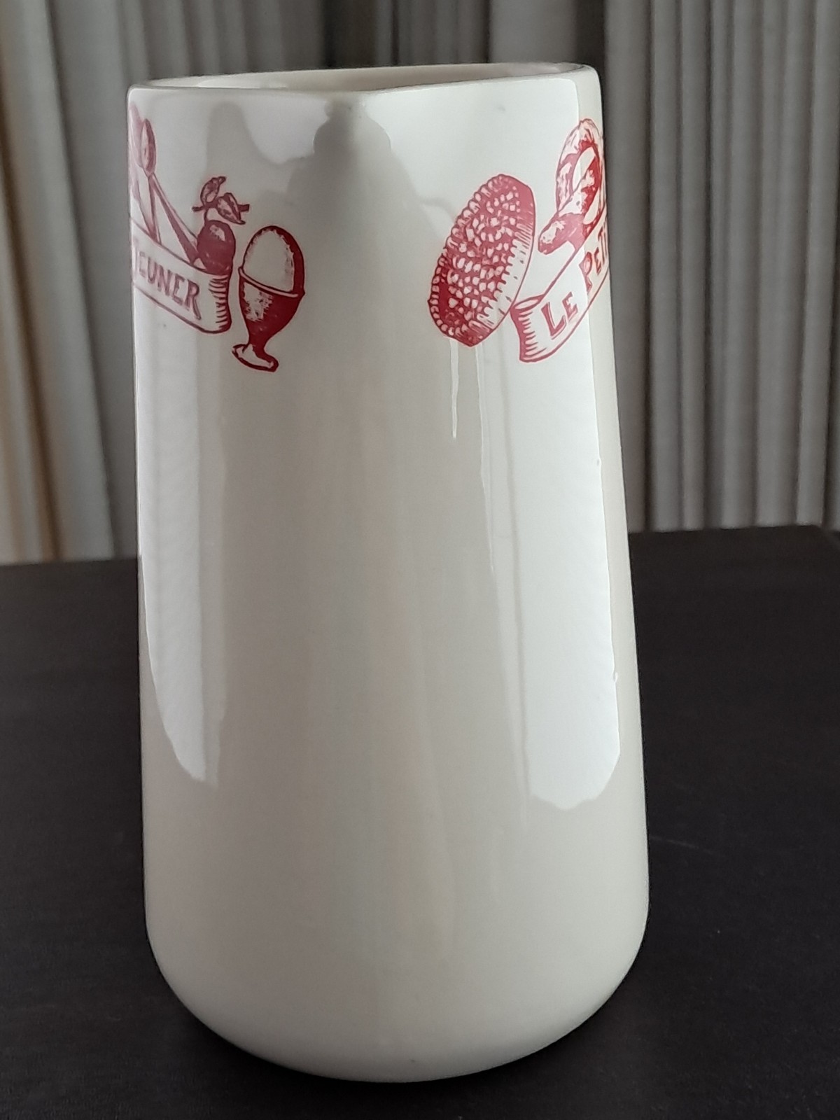 Ceramic Le Comptoir De Famille Red White France Pitcher Le Petit Dejeuner