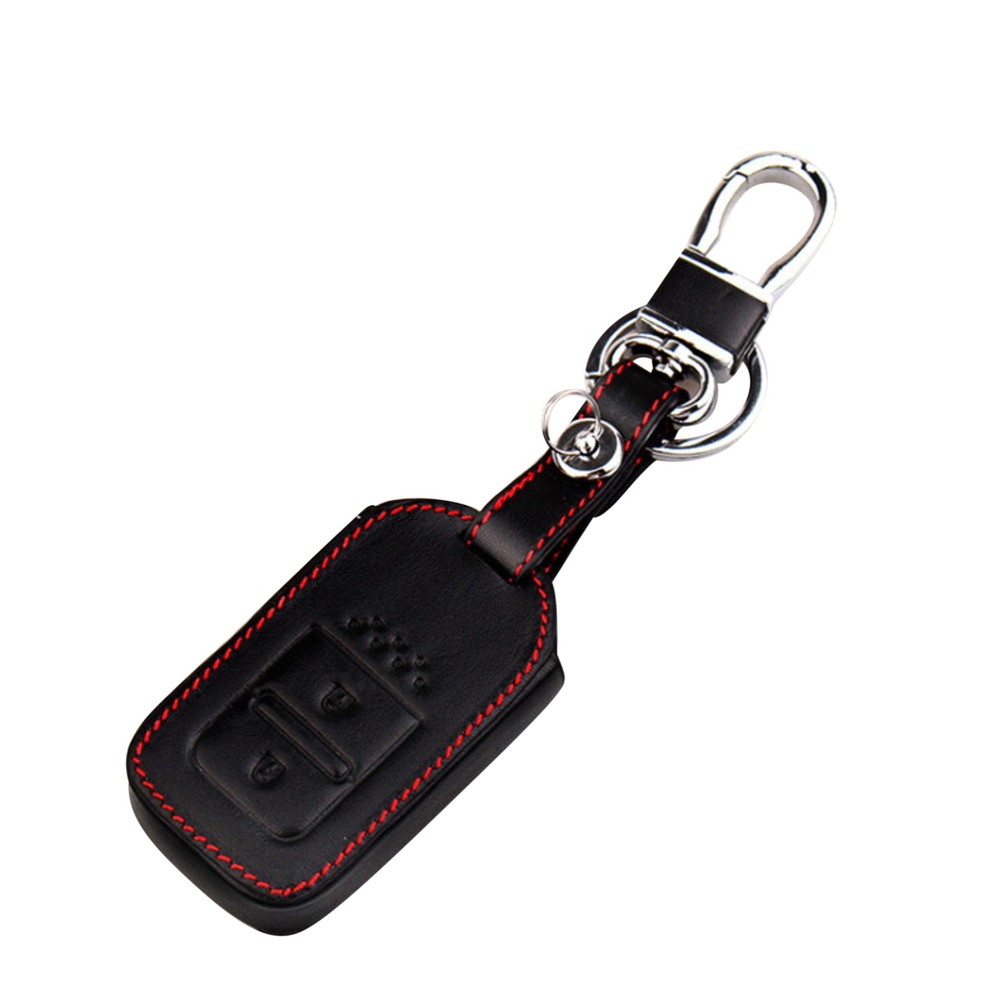 2-Button Car Remote Smart Key Leather Chain Case Cover Shell Protector For Honda