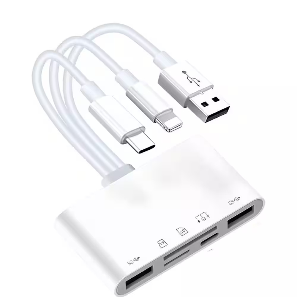 7-In-1 Universal Memory Card Reader for Iphone/Ipad with USB and USB-C, SD/TF Sl