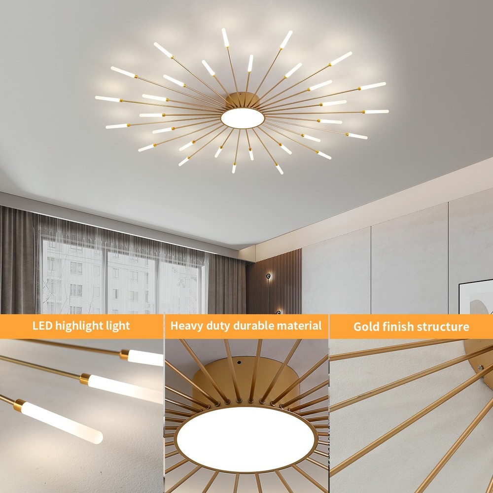 Gold Firework LED Ceiling Light 30+1, Smart Dimmable w/ APP & Remote