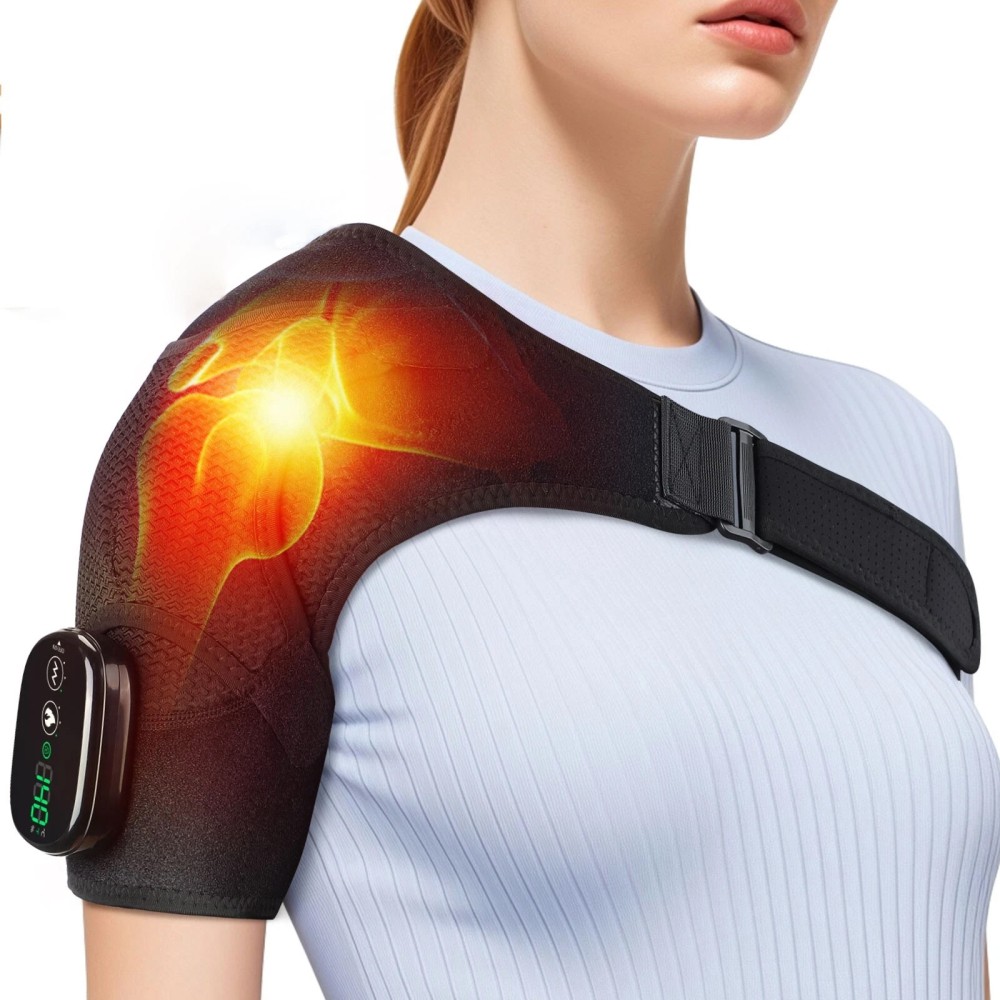 Electric Heated Shoulder Brace Massager Rotator Cuff Support Compression Wrap US