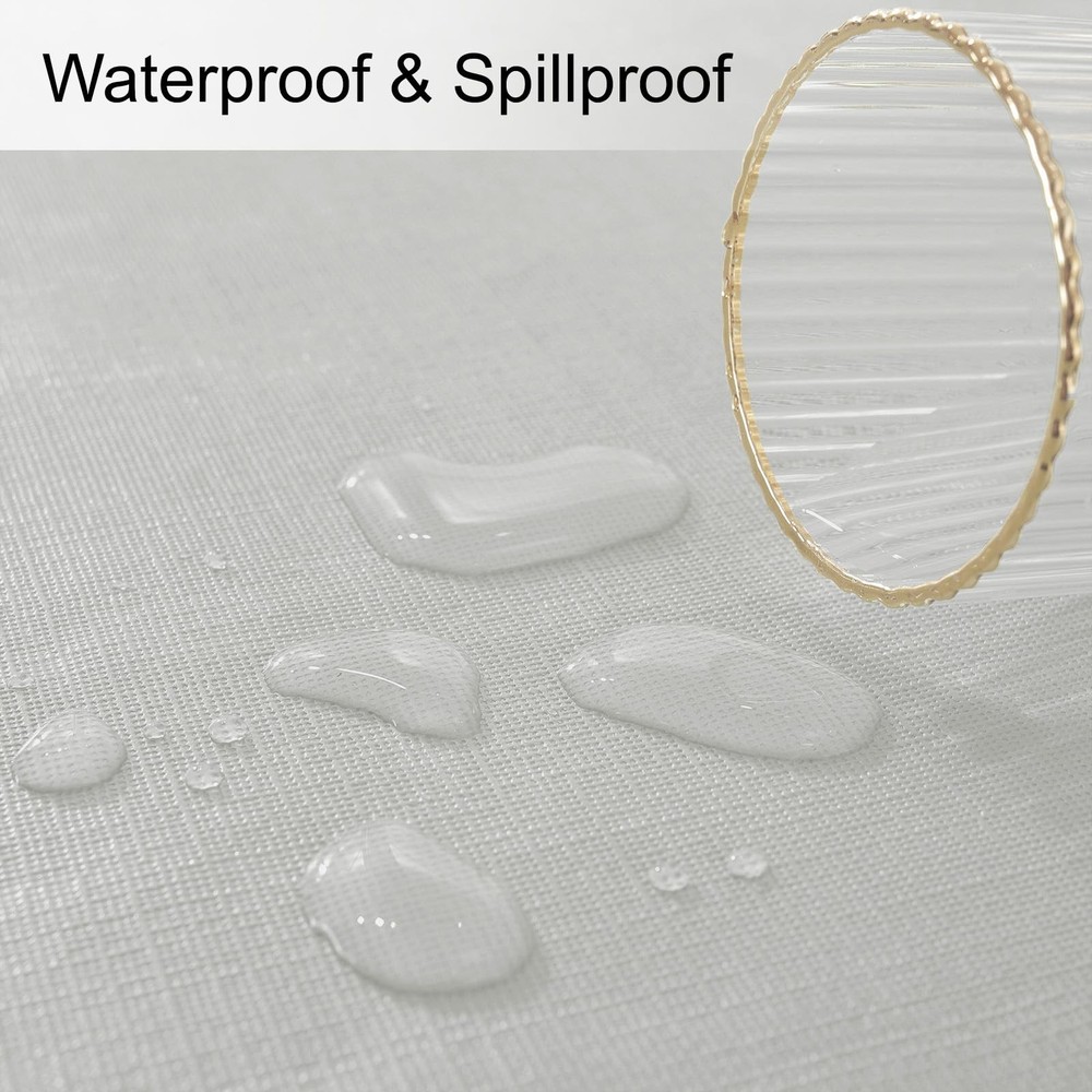 Rectangle Table Cloth, Waterproof Vinyl Tablecloth with Flannel Backing, Wipe...