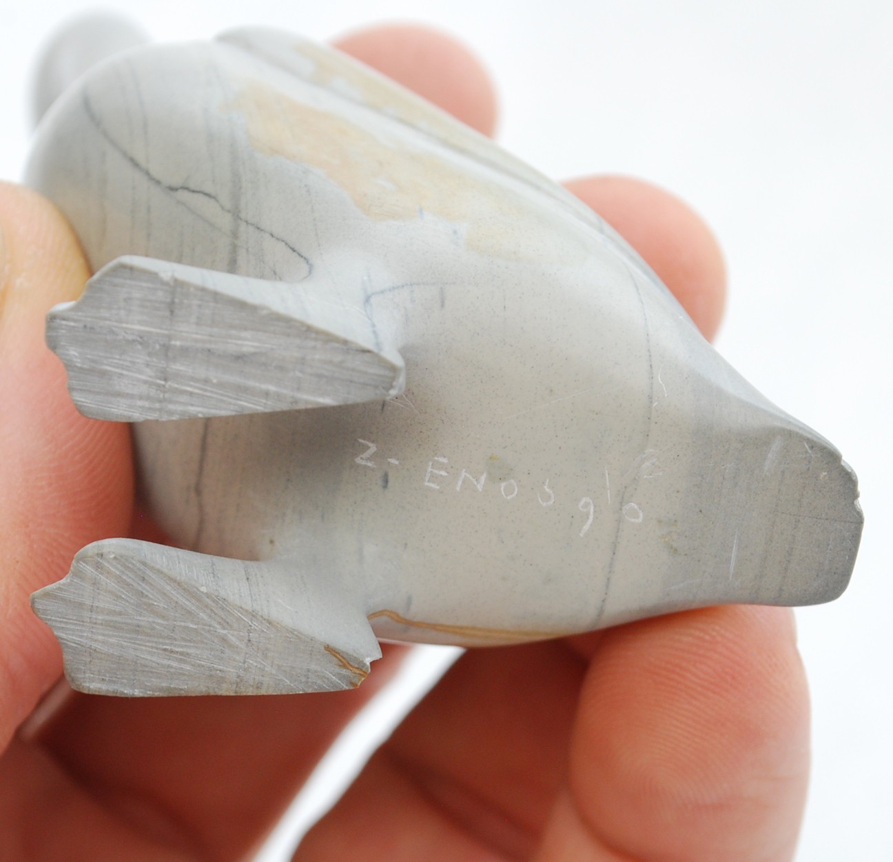 Z Enoogo Signed Hand Carved Inuit Soapstone Ptarmigan Sculpture Inuit Duck Bird