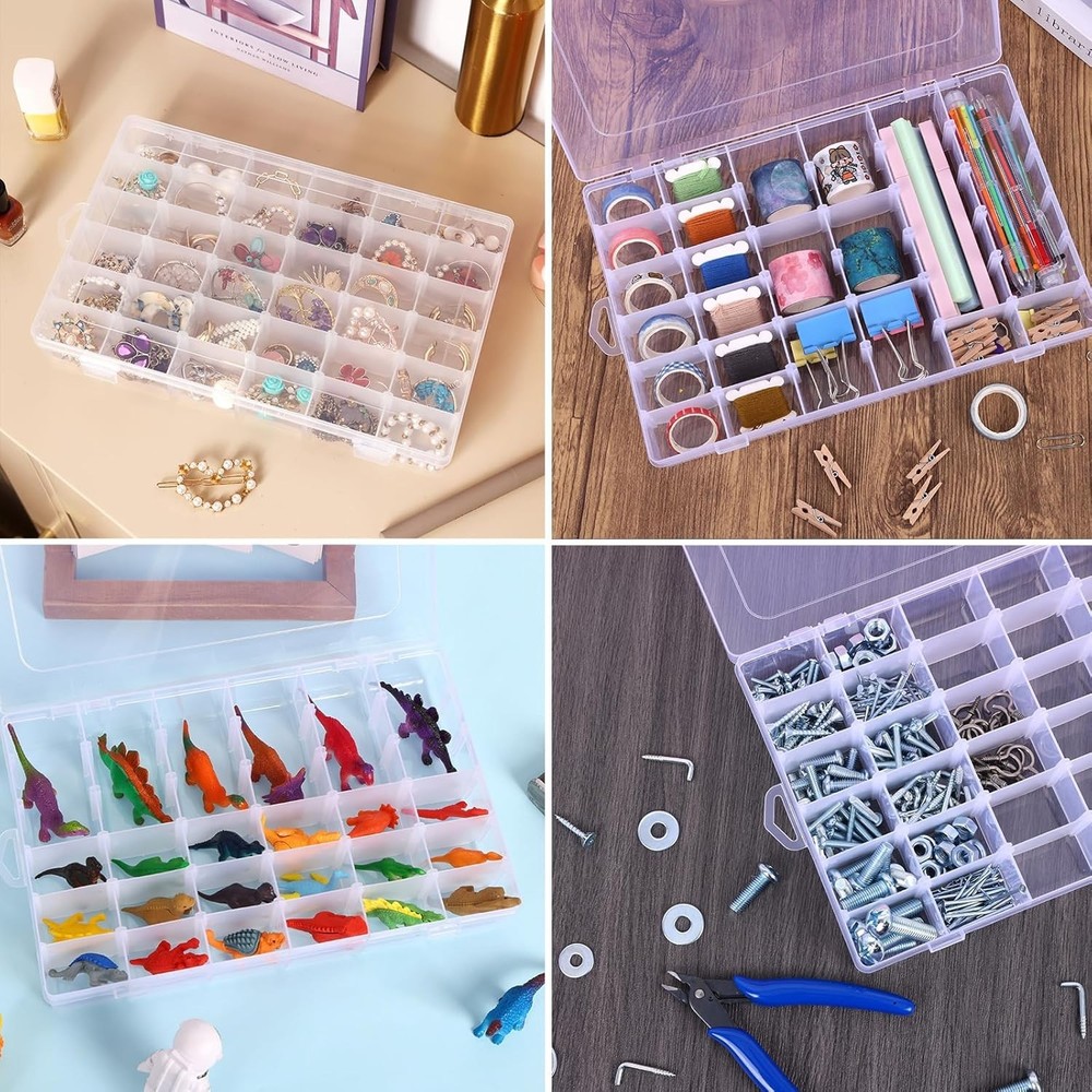 Effortless Craft Organization: 4-Pack Transparent 36-Grid Storage Containers