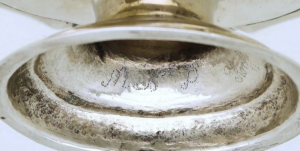 Danish Solid Silver Raised Pedestal Bowl Dish Marked Johan Roschke Dated 1755