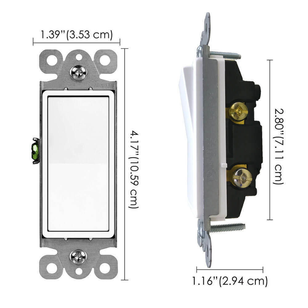 20 Pk Rocker Light Switch Wall - Single Pole Decorator Paddle Switch White NEW