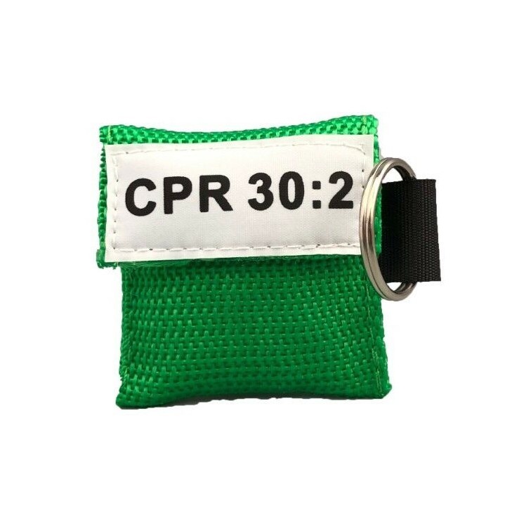 5 Green CPR Facial Shield Masks in Keychain