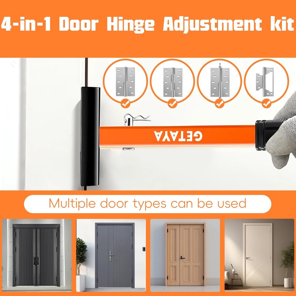 4 in 1 Door Hinge Adjustment Tool, Multi-Size Hinge Adjustment Tool with Rubb...