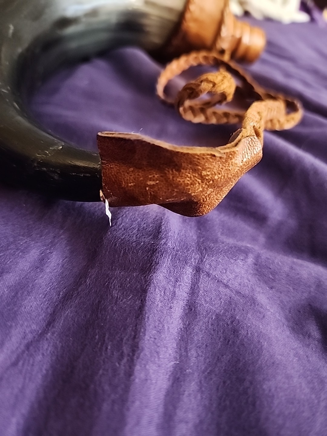 Rare | Handmade Bull Horn Drinking Flask Leather | Vintage HTF Fun Unique Viking