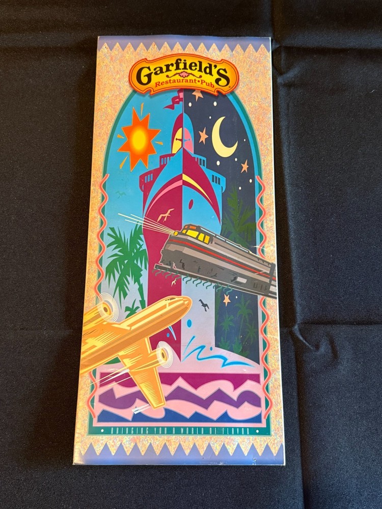 Garfield's Restaurant Pub 1993 1990s Vtg Menu