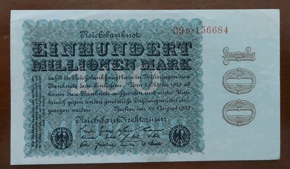1923 Germany 100 Million Marks aUNC