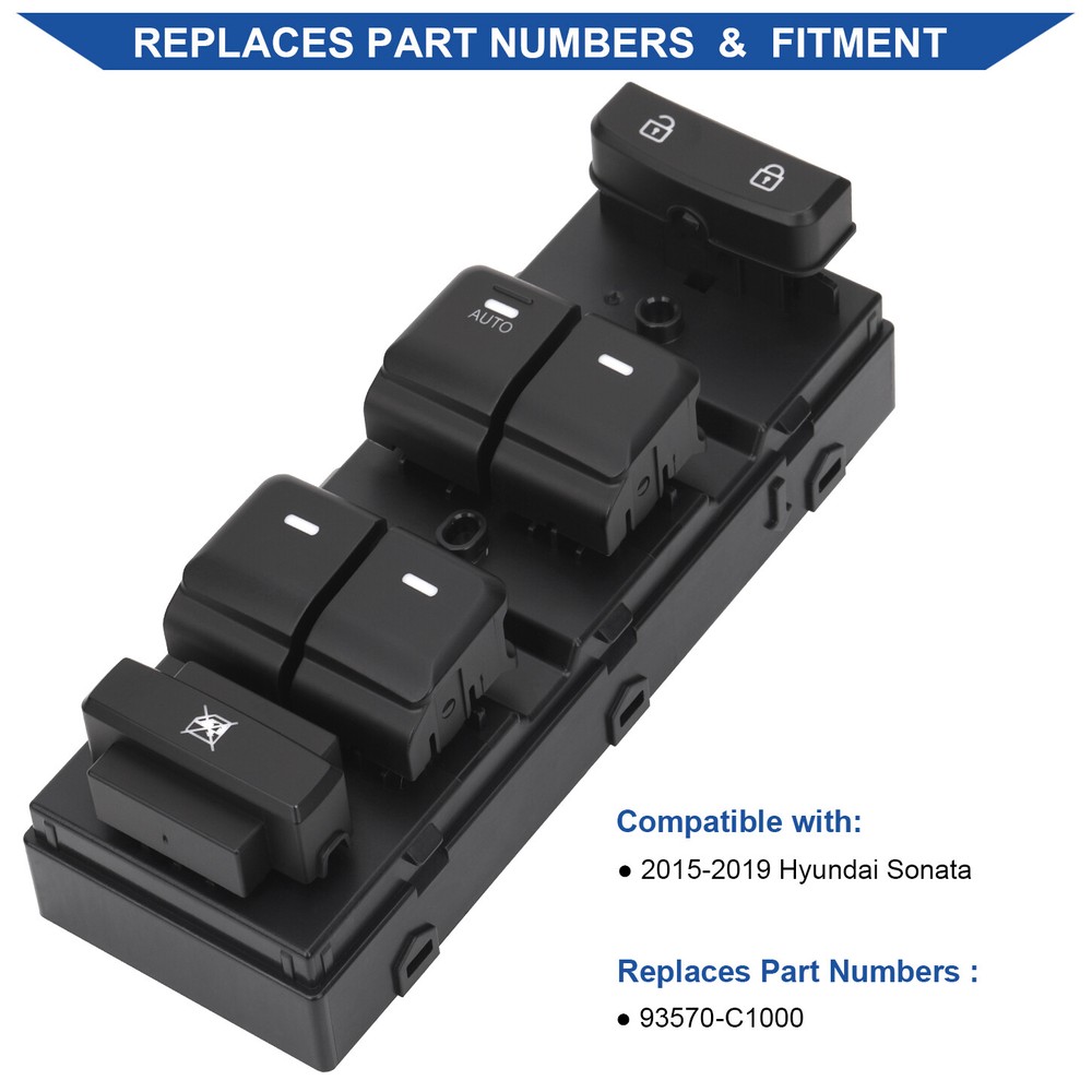 Master Window Switch Control Button for 2015 2016 2017 2018 2019 Hyundai Sonata