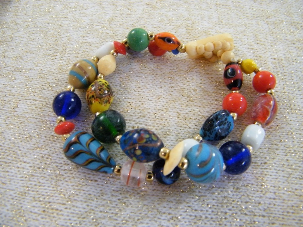 (5) ENCORE 2-STRAND, VARYING BEAD ~ 7" BRACELETS