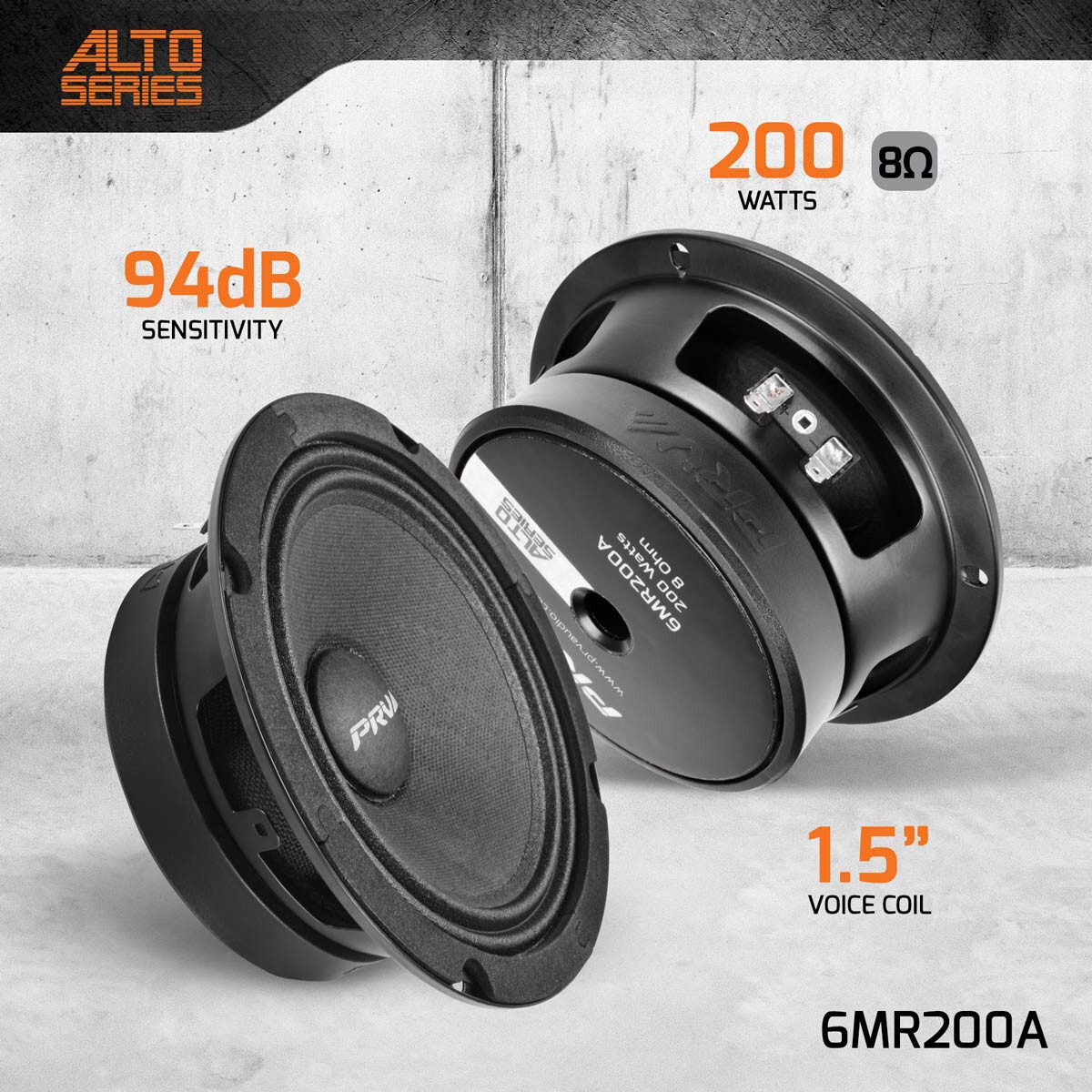 4x PRV Audio 6MR200A Midrange ALTO Car Audio 6.5" Speakers 8 Ohm 6MR PRO 800W