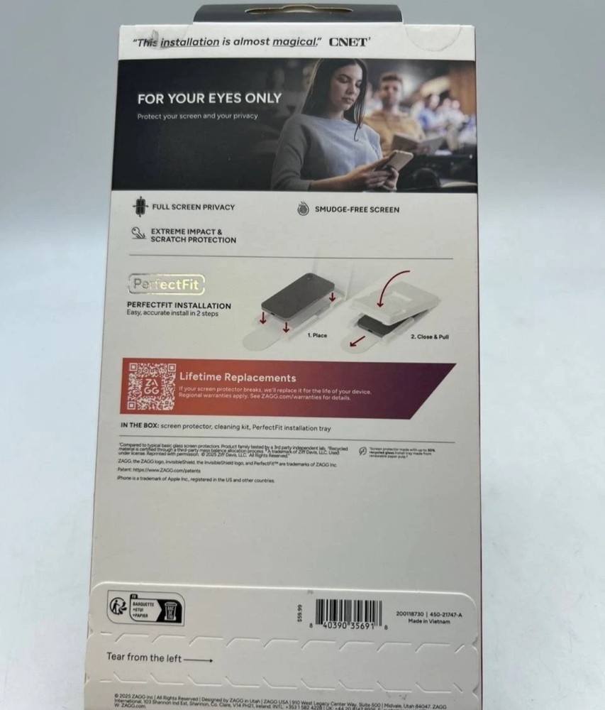 ZAGG Invisible Shield Glass Privacy Screen Protector for the iPhone 17 Pro Max
