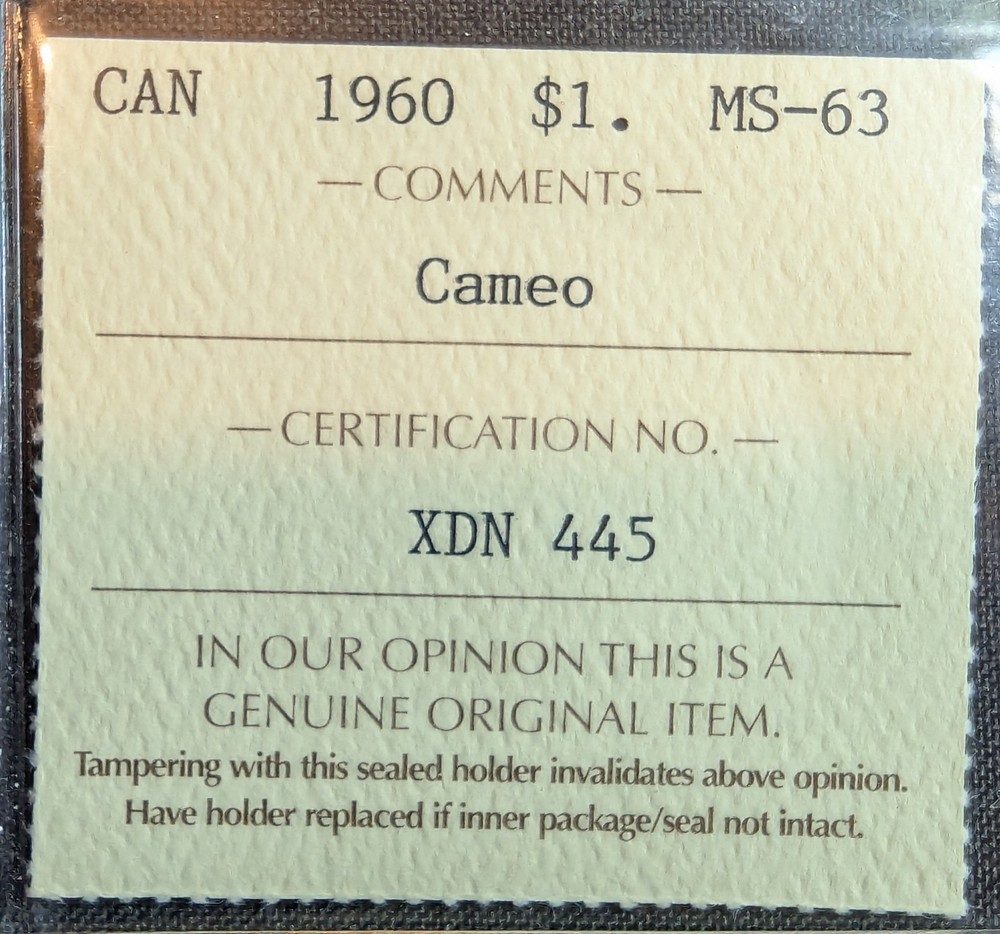 1960 Canada $1 - 80% Silver Dollar - MS63