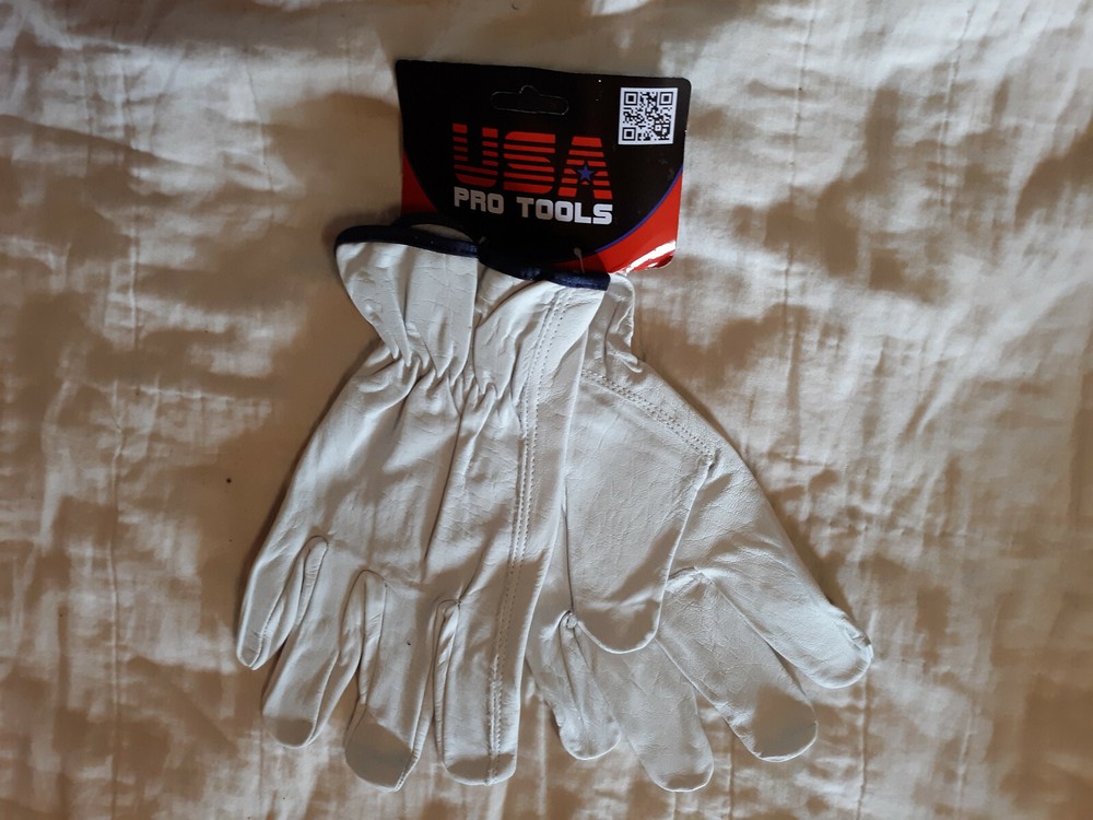work gloves leather XL USA Pro tools white