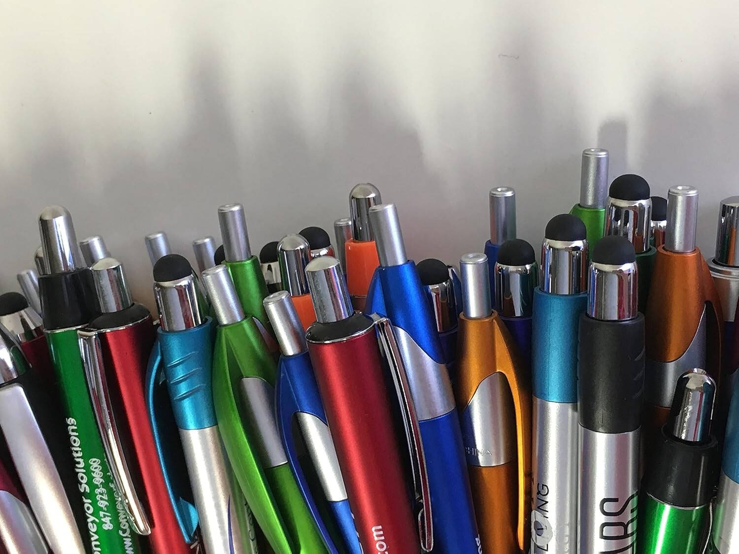 100 Lot Misprint Ink Pens with Soft Tip Stylus for Touch Screen, Assorted Barrel