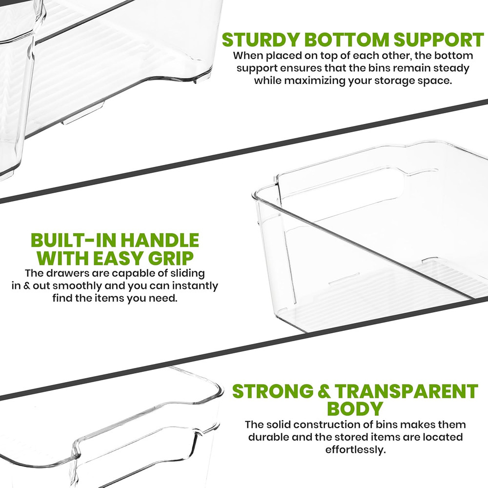 - Fridge & Refrigerator Organizer Bins (8 Pack), Clear Stackable Durable Plastic
