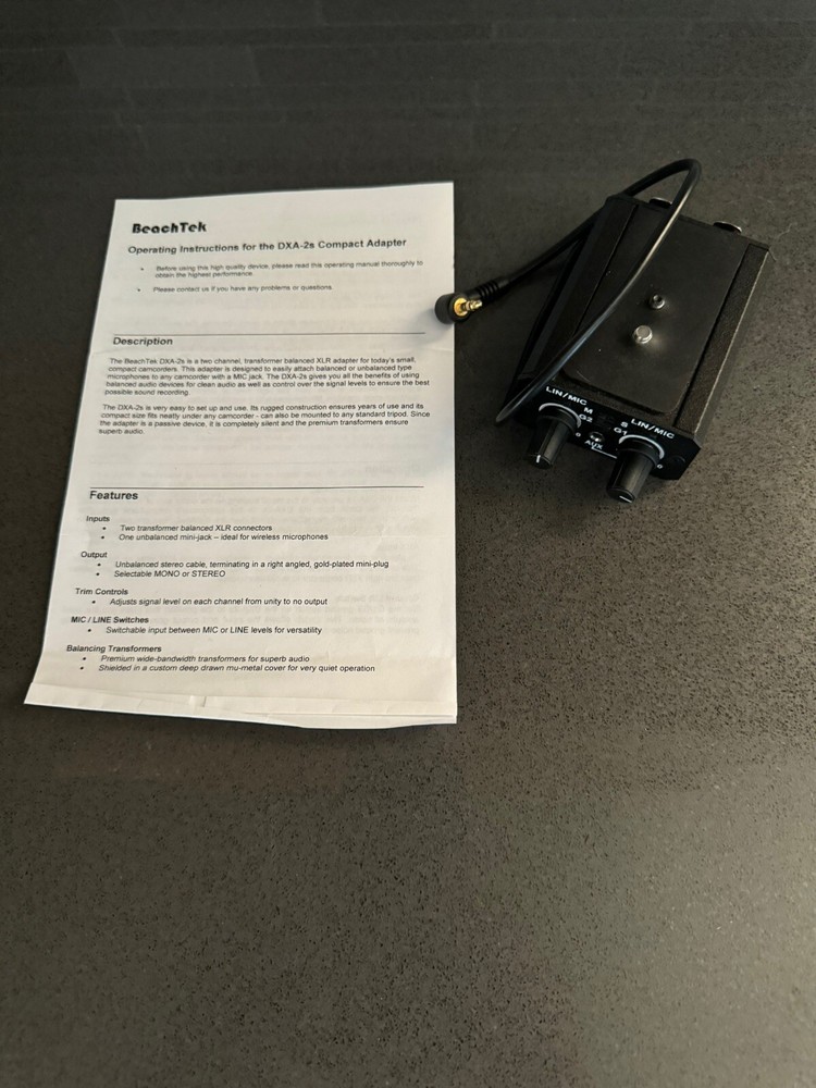 BeachTek DXA-2S Dual XLR Universal Microphone Adapter