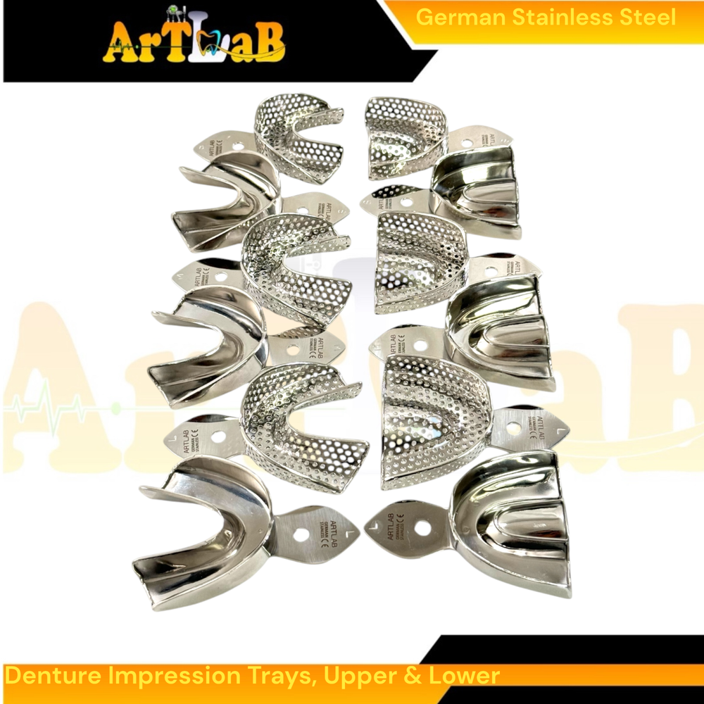 Denture Impression Trays Upper & Lower, Perforated, Non-Perforated, Stainless