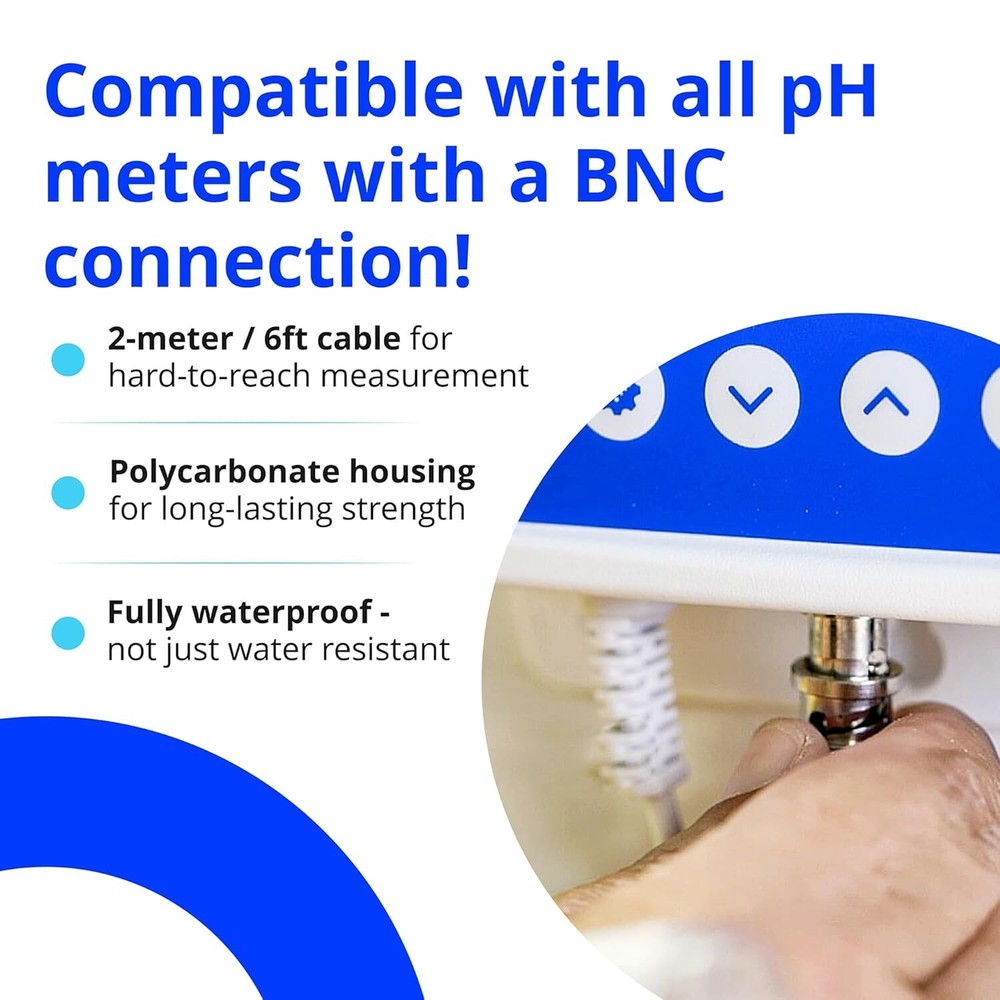 Bluelab Ph Probe For Hydroponics Waterproof Nutrient Solution Testing 6.9X1.6