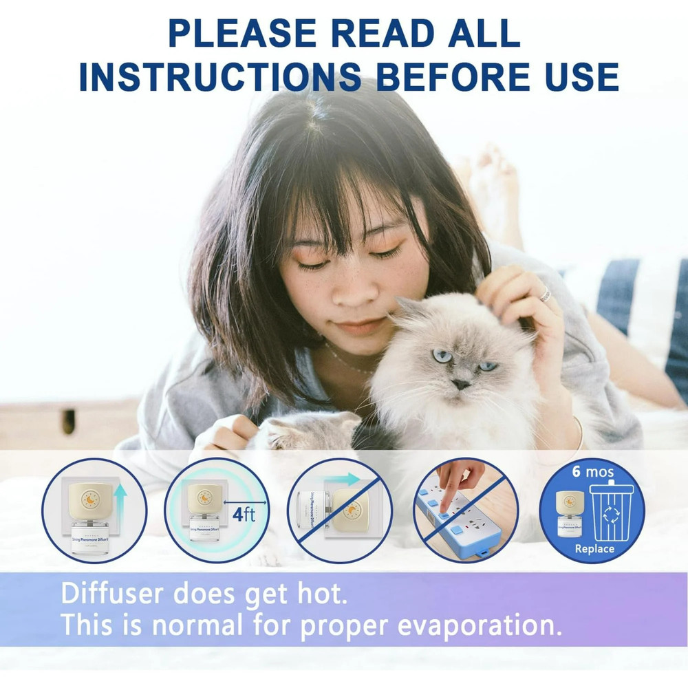 Cat Pheromones Calming Diffuser, 2 in 1 Cat Calming Starter Kit (Diffuser Head +